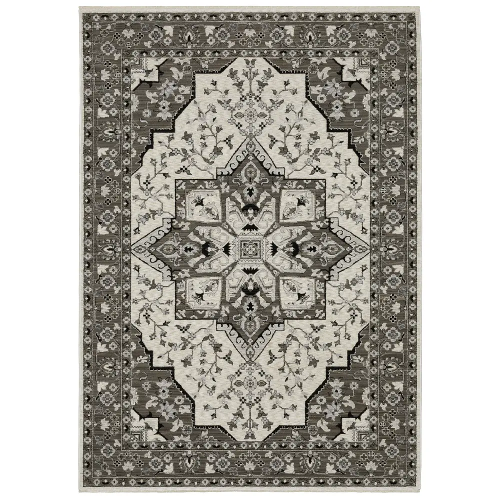 Chamberlain CH09A Ivory/ Grey Indoor Area Rug - 6'7