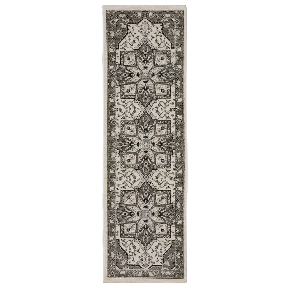 Chamberlain CH09A Ivory/ Grey Indoor Area Rug - 2'3