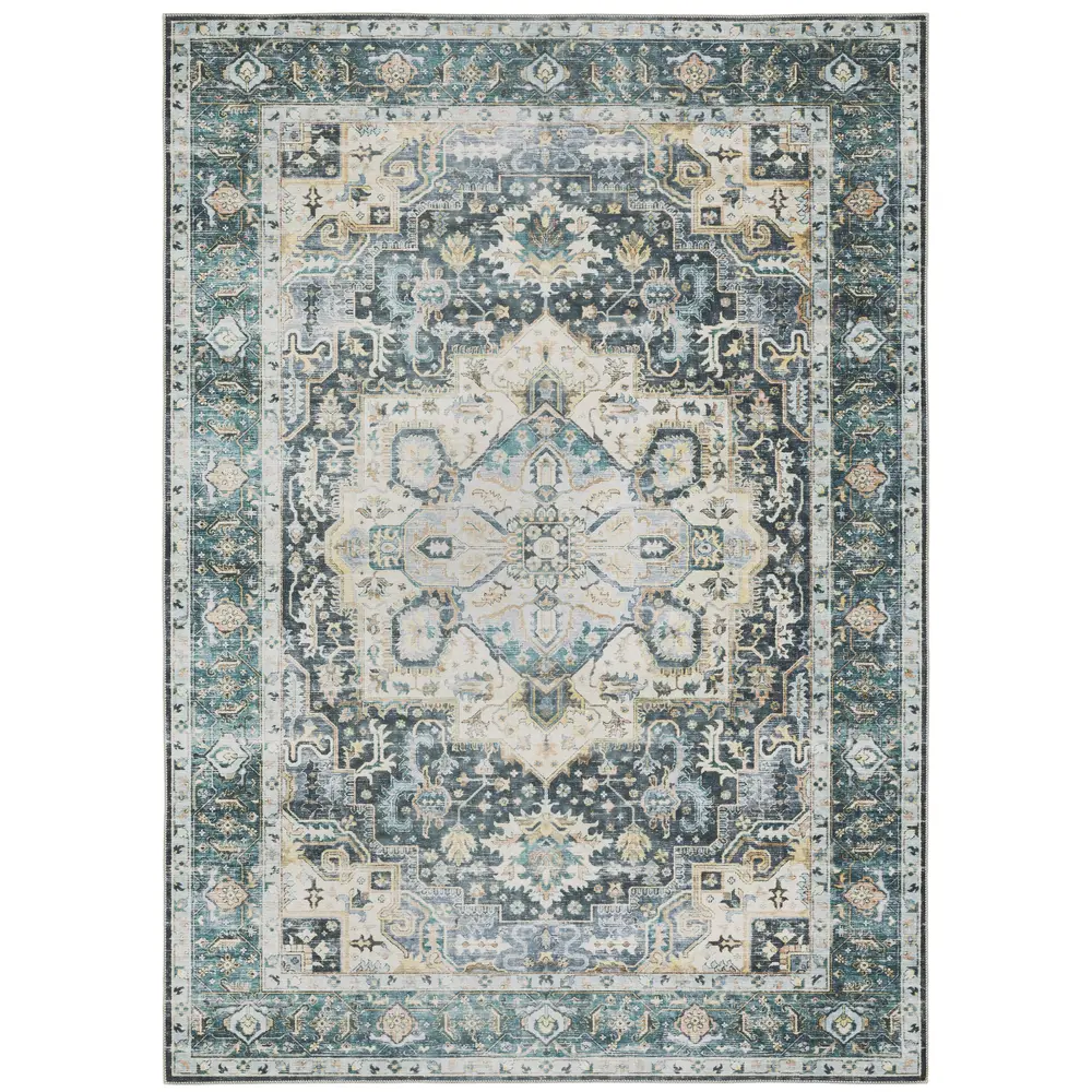 Charleston CHA01 Blue/ Ivory Indoor Area Rug - 3'6