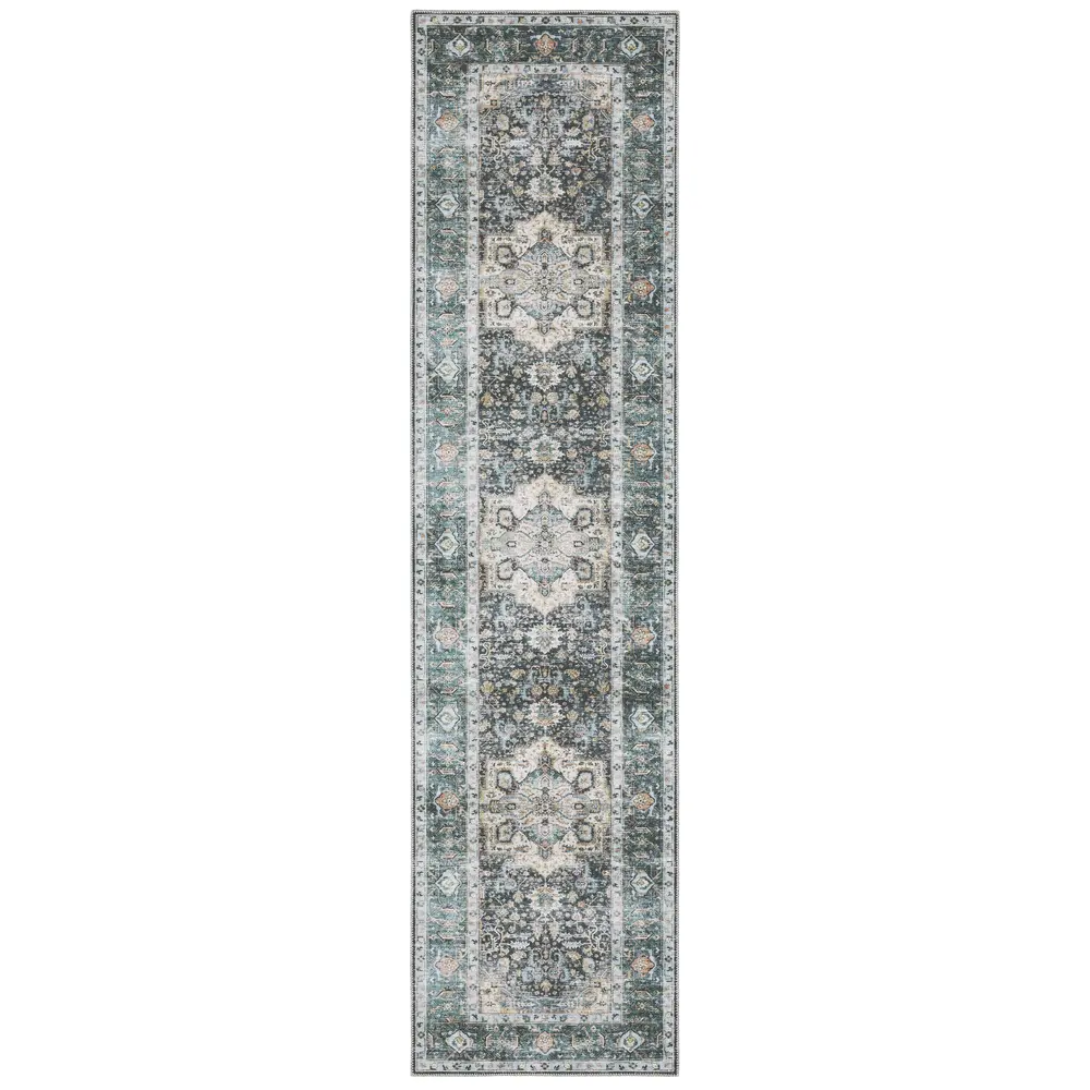 Charleston CHA01 Blue/ Ivory Indoor Area Rug - 2' x 8'
