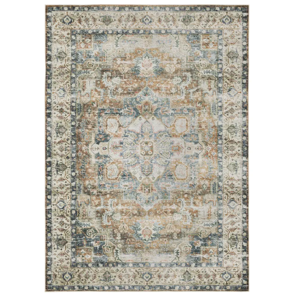 Charleston CHA02 Blue/ Gold Indoor Area Rug - 3'6
