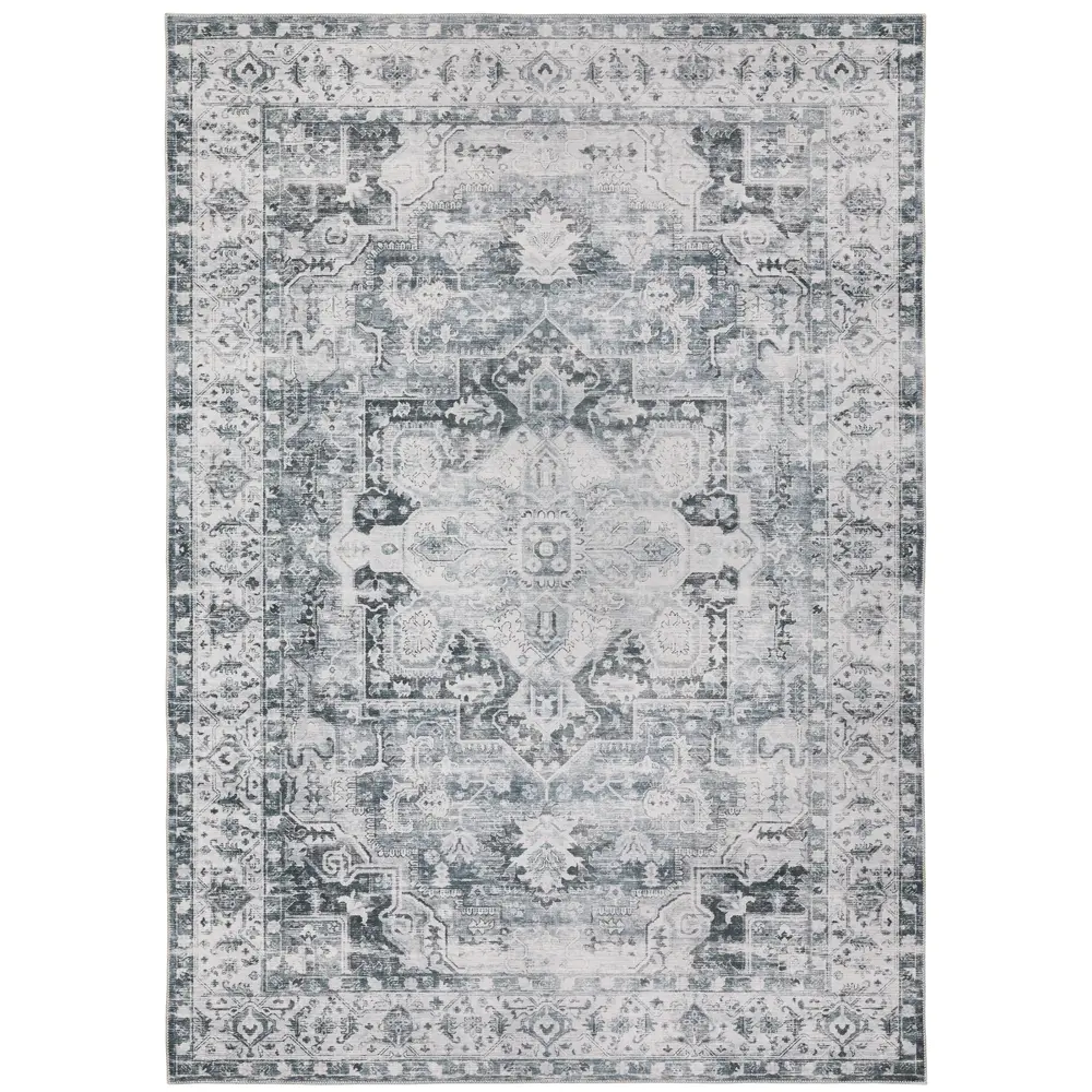 Charleston CHA03 Navy/ Ivory Indoor Area Rug - 5' x 7'