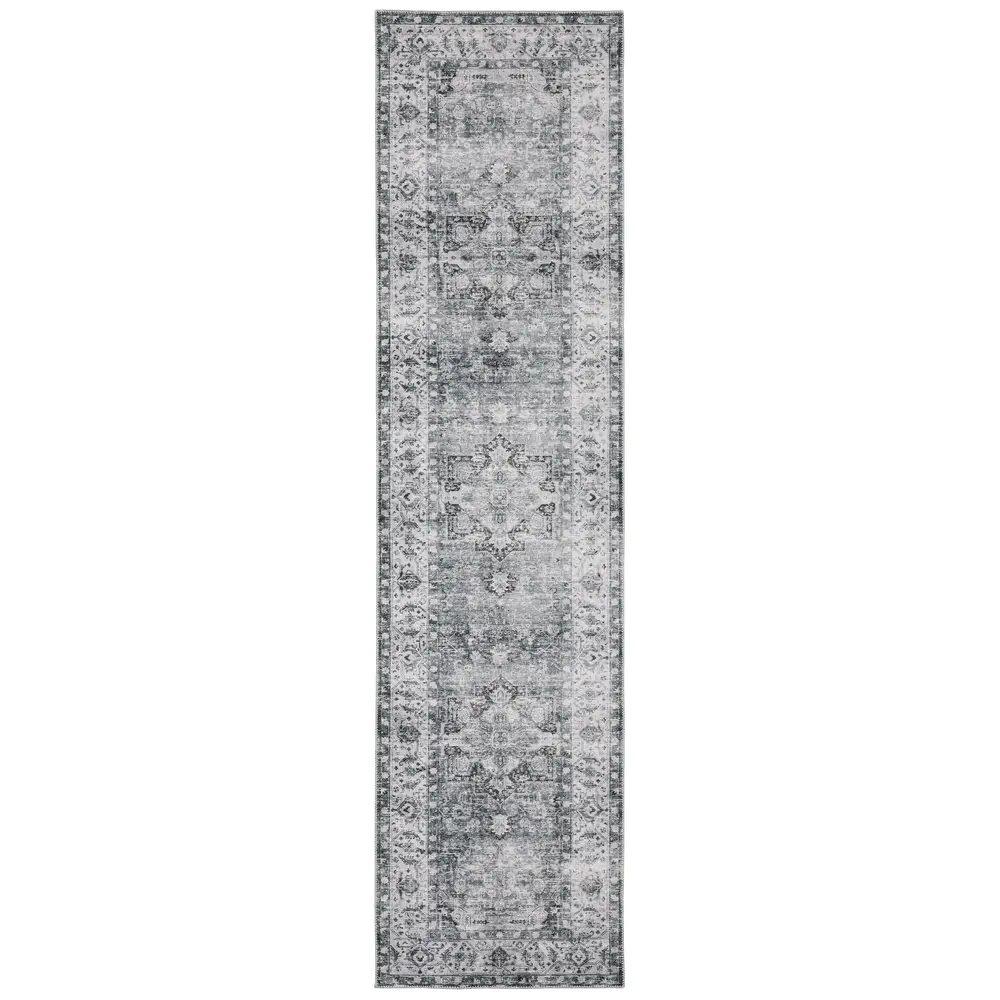 Charleston CHA03 Navy/ Ivory Indoor Area Rug - 2' x 8'