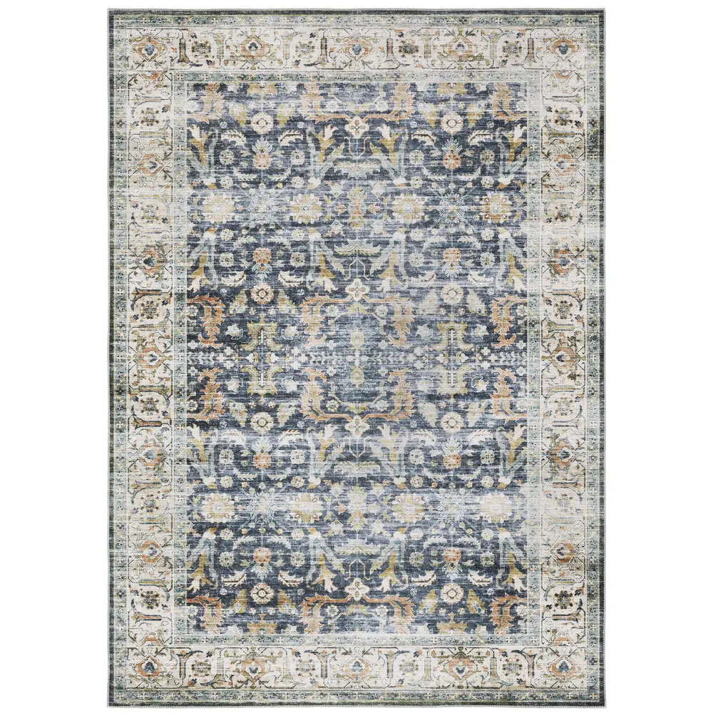 Charleston CHA05 Blue/ Gold Indoor Area Rug - 3'6