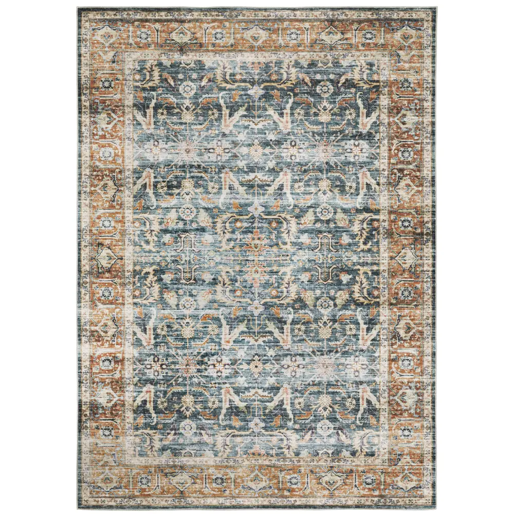 Charleston CHA06 Blue/ Rust Indoor Area Rug - 7'6