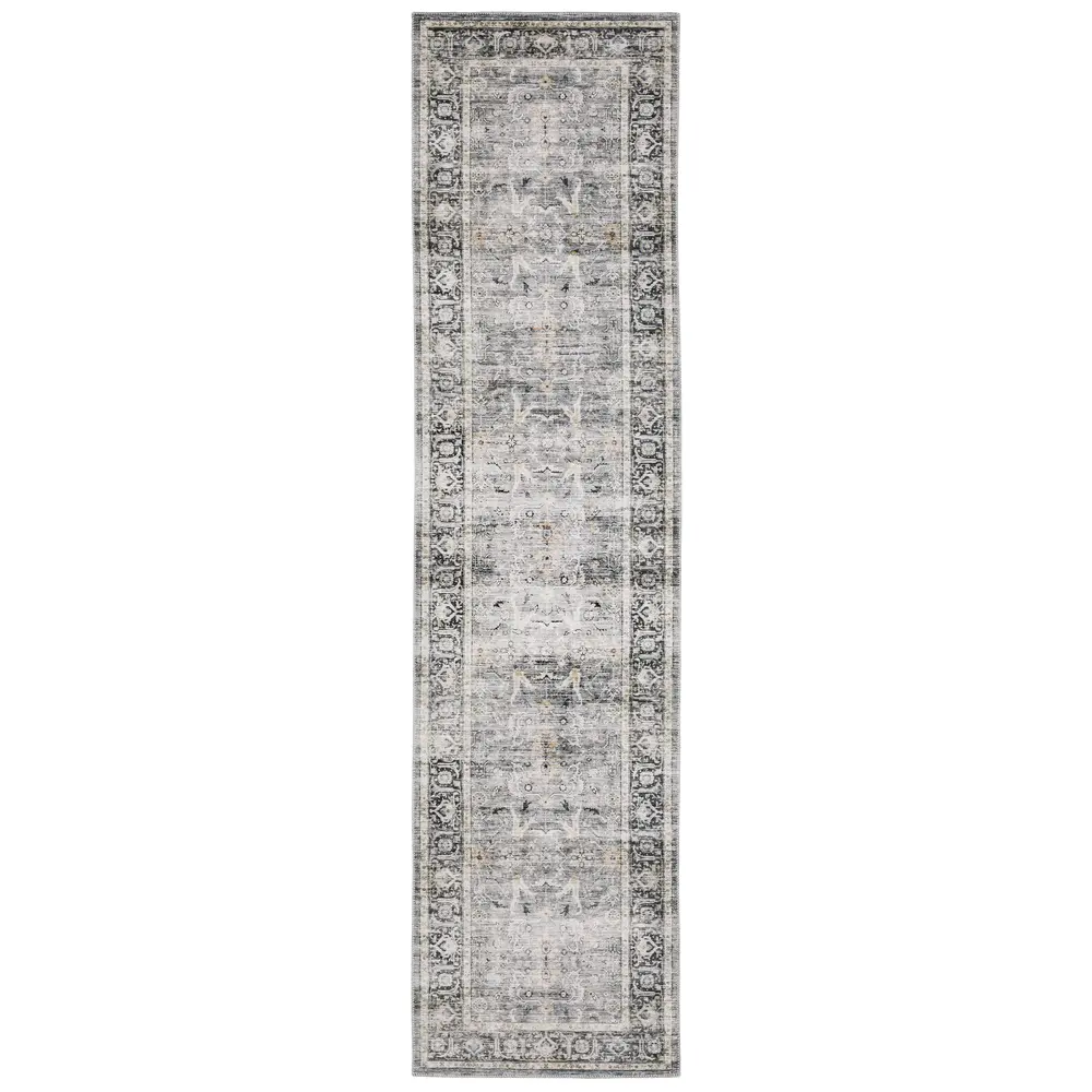 Charleston CHA07 Charcoal/ Grey Indoor Area Rug - 2' x 8'