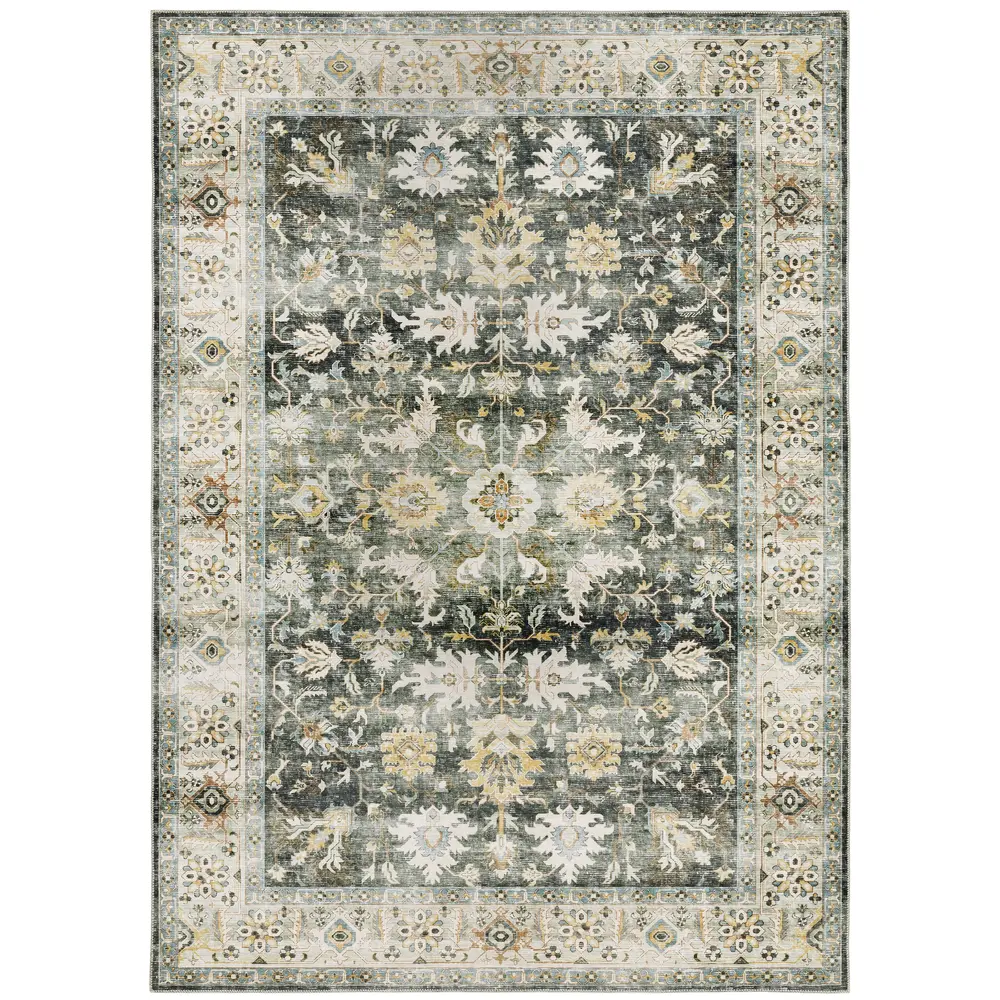 Charleston CHA09 Charcoal/ Gold Indoor Area Rug - 5' x 7'