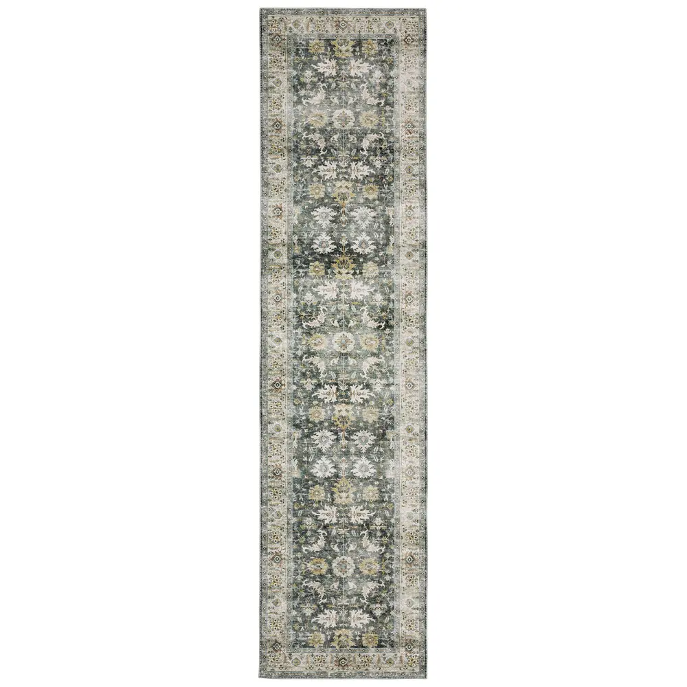 Charleston CHA09 Charcoal/ Gold Indoor Area Rug - 2' x 8'