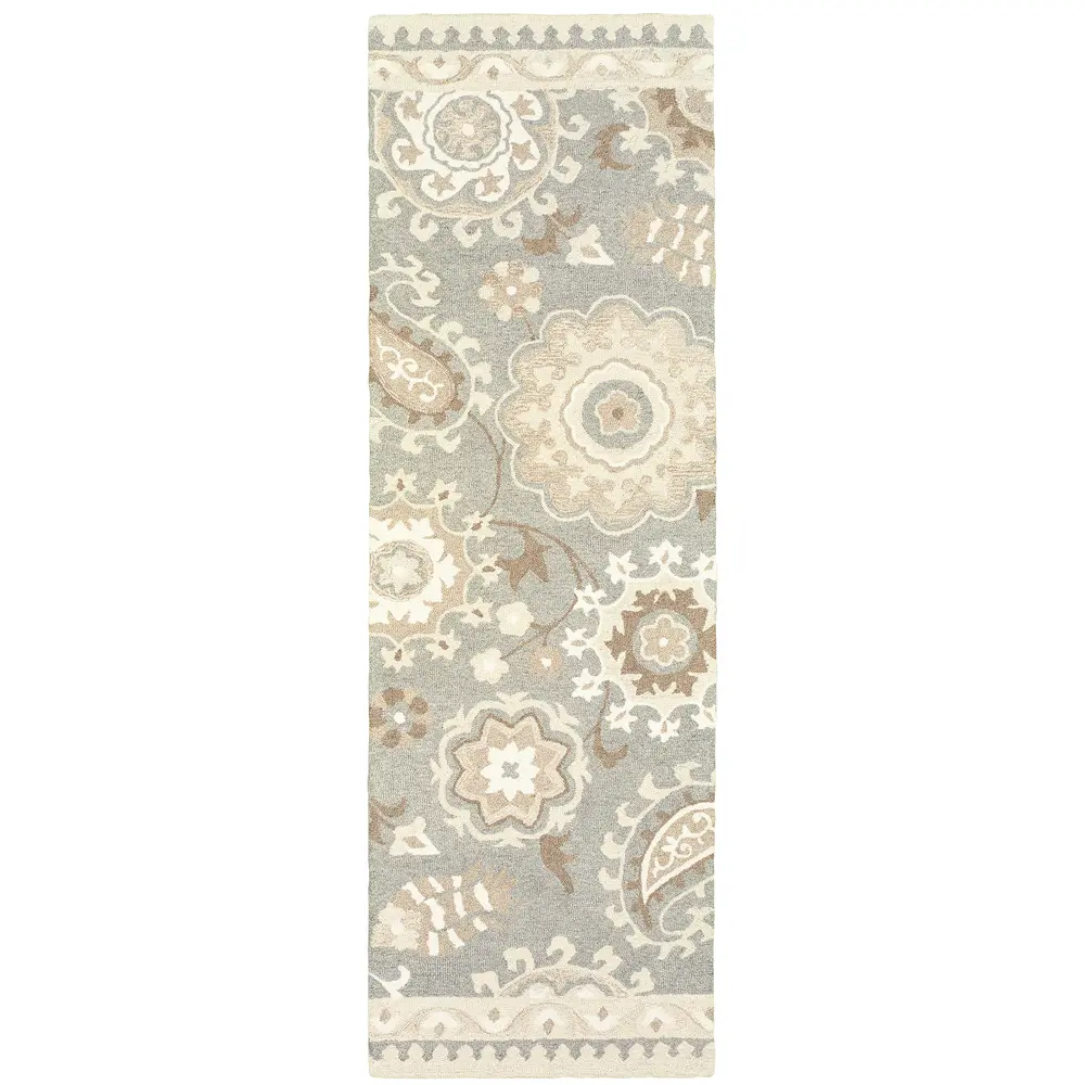 Craft 93003 Grey/ Sand Indoor Area Rug - 2'6
