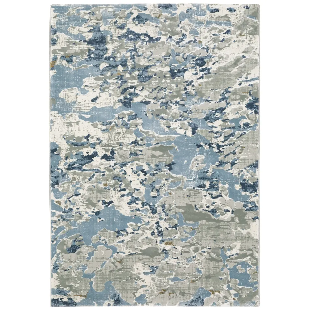 Easton 3317E Grey/ Blue Indoor Area Rug - 5'3