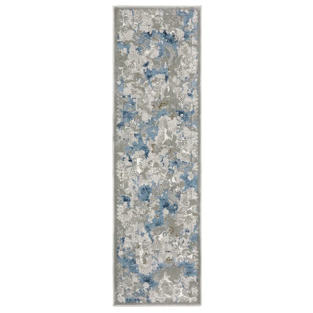 Easton 3313Q Grey/ Blue Indoor Area Rug - 2'3