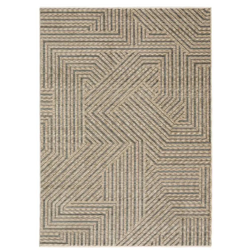 Echo ECH01 Beige/ Grey Indoor Area Rug - 6'7