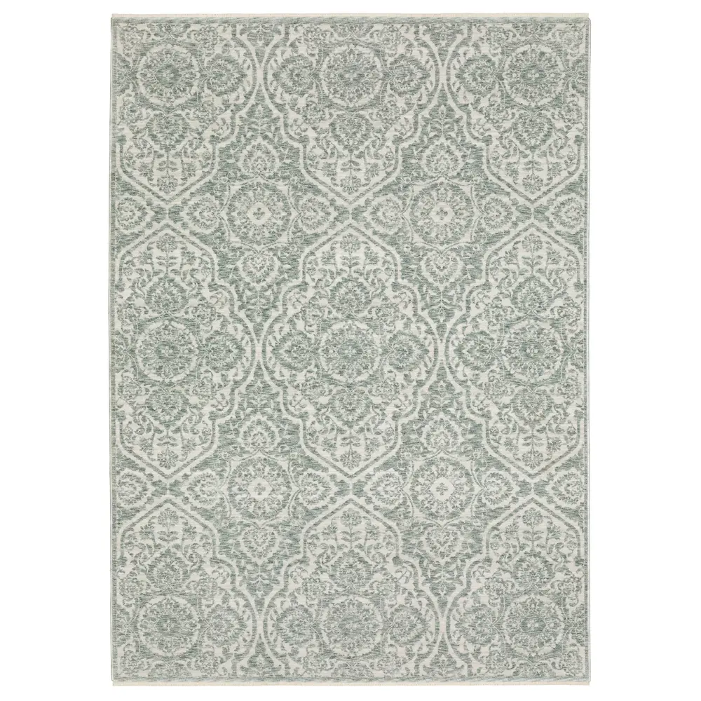 Echo ECH02 Teal/ Ivory Indoor Area Rug - 5'3