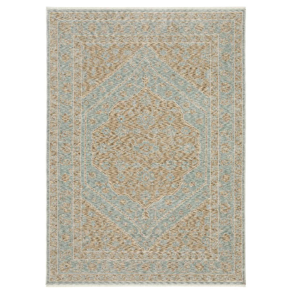Echo ECH03 Brown/ Pale Blue Indoor Area Rug - 9'10