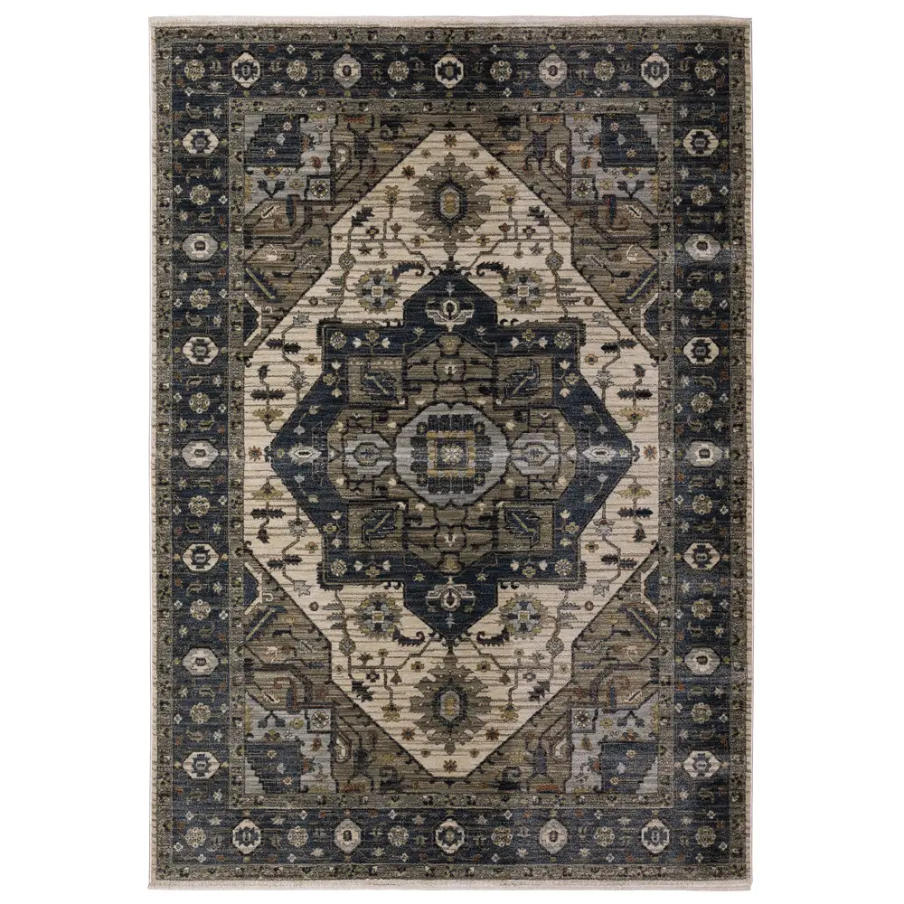Eliana ELI05 Blue/ Brown Indoor Area Rug - 3'3