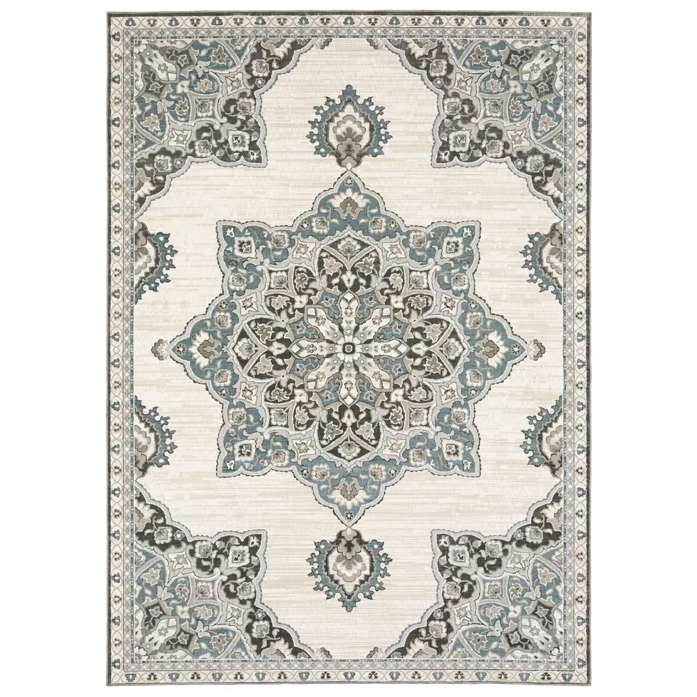 Ellington ELL01 Brown/ Blue Indoor Area Rug - 7'10