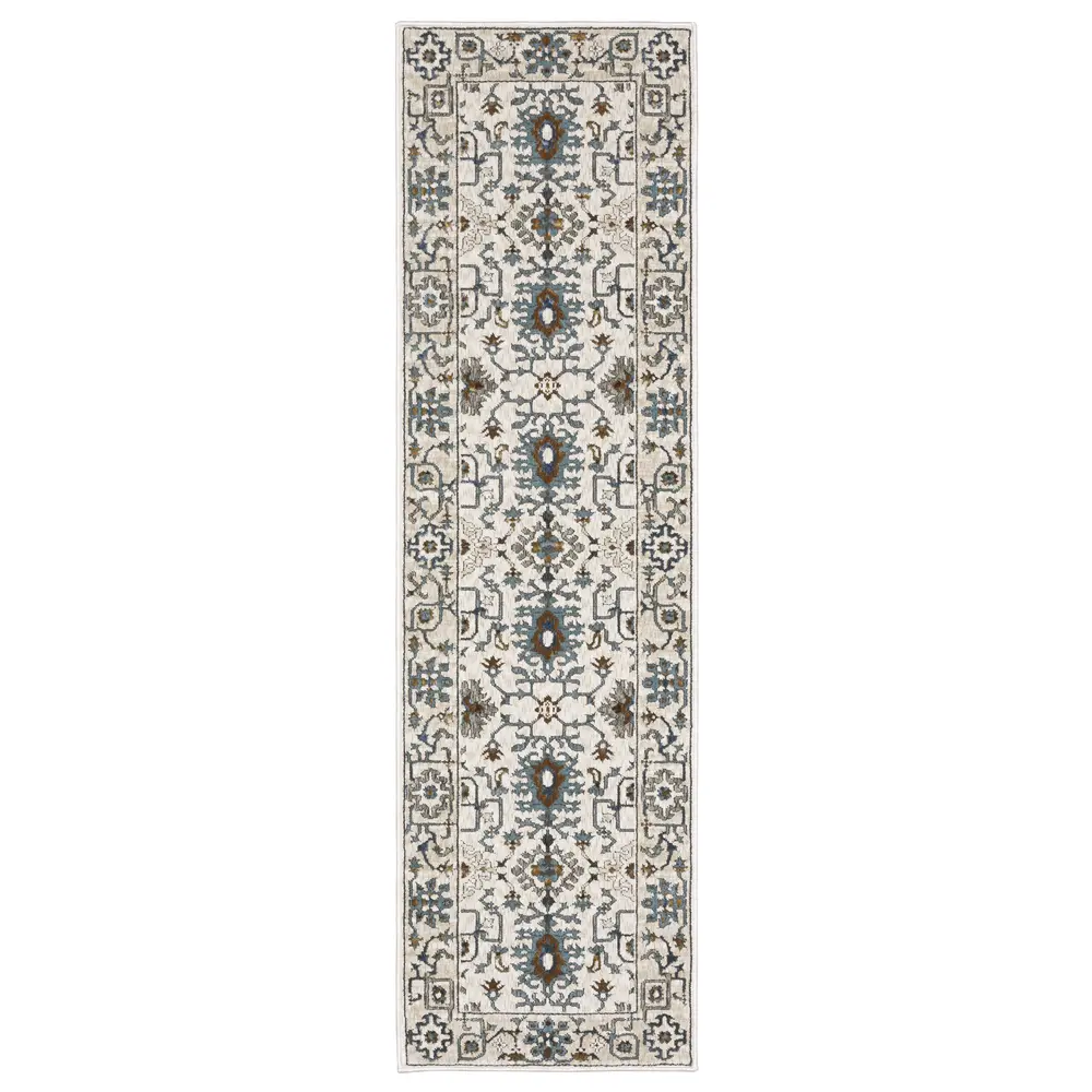 Ellington ELL10 Ivory/ Blue Indoor Area Rug - 2'3
