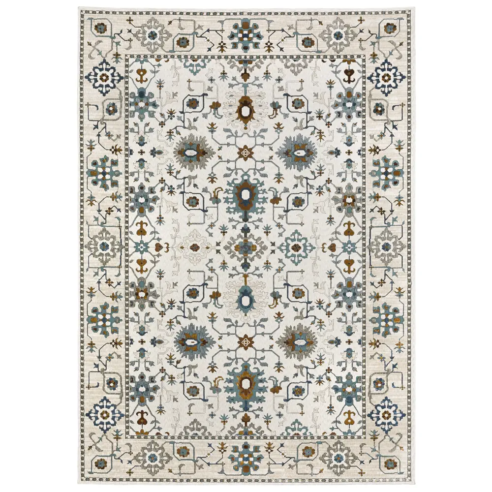 Ellington ELL10 Ivory/ Blue Indoor Area Rug - 7'10