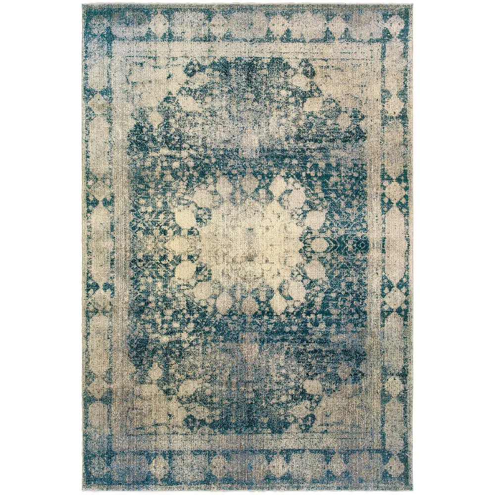 Empire 4445S Ivory/ Blue Indoor Area Rug - 9'10