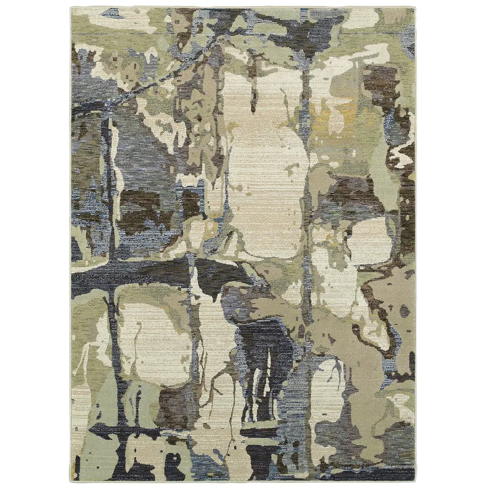 Evolution 8027A Blue/ Grey Indoor Area Rug - 5'3