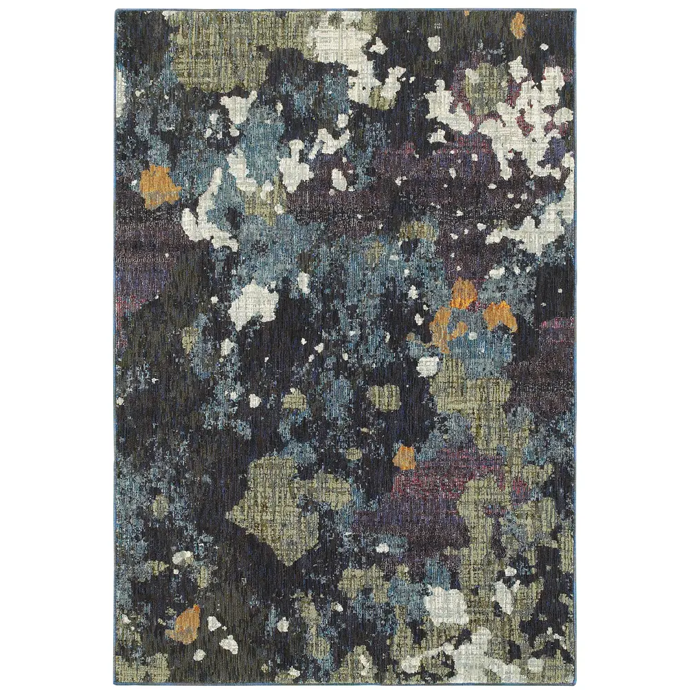 Evolution 8029A Navy/ Green Indoor Area Rug - 7'10