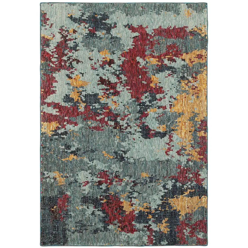 Evolution 8036C Blue/ Red Indoor Area Rug - 5'3