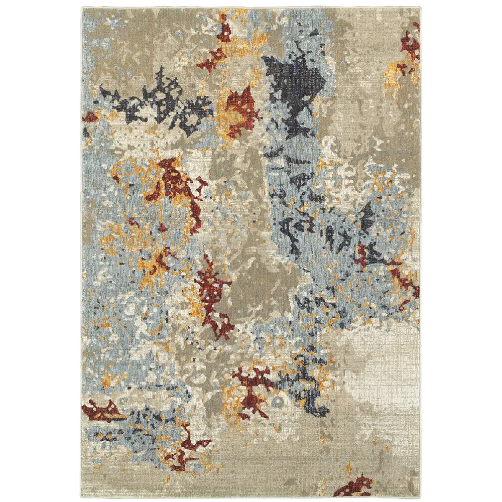 Evolution 8043K Beige/ Blue Indoor Area Rug - 1'10