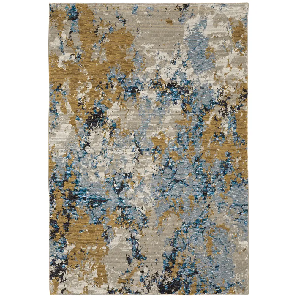 Evolution 0980A Blue/ Gold Indoor Area Rug - 5'3