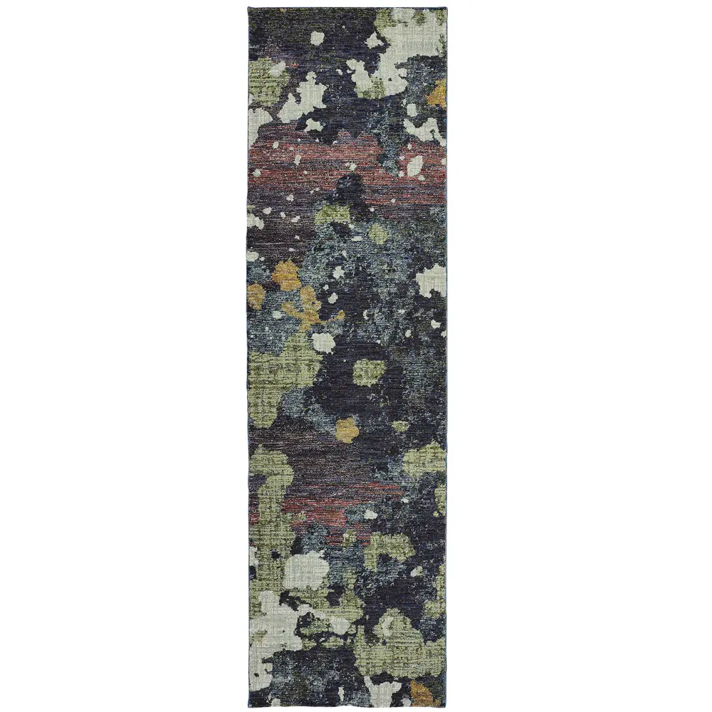 Evolution 8029A Navy/ Green Indoor Area Rug - 2'3