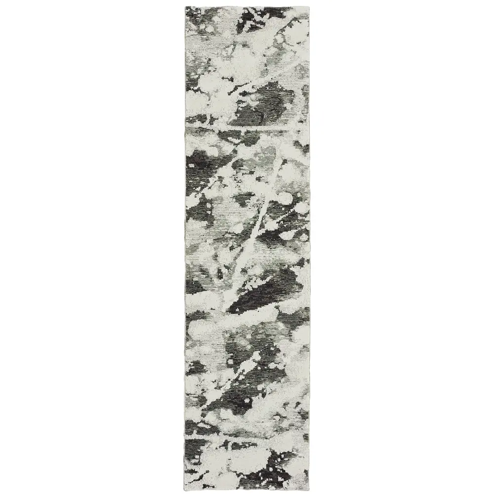 Evolution 8035B Charcoal/ White Indoor Area Rug - 2'6