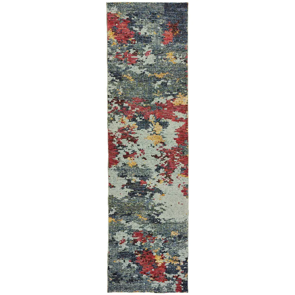 Evolution 8036C Blue/ Red Indoor Area Rug - 2'6