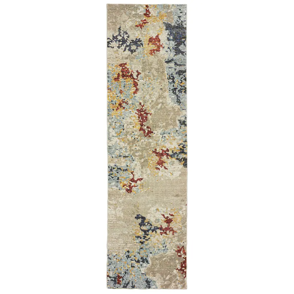 Evolution 8043K Beige/ Blue Indoor Area Rug - 2'6