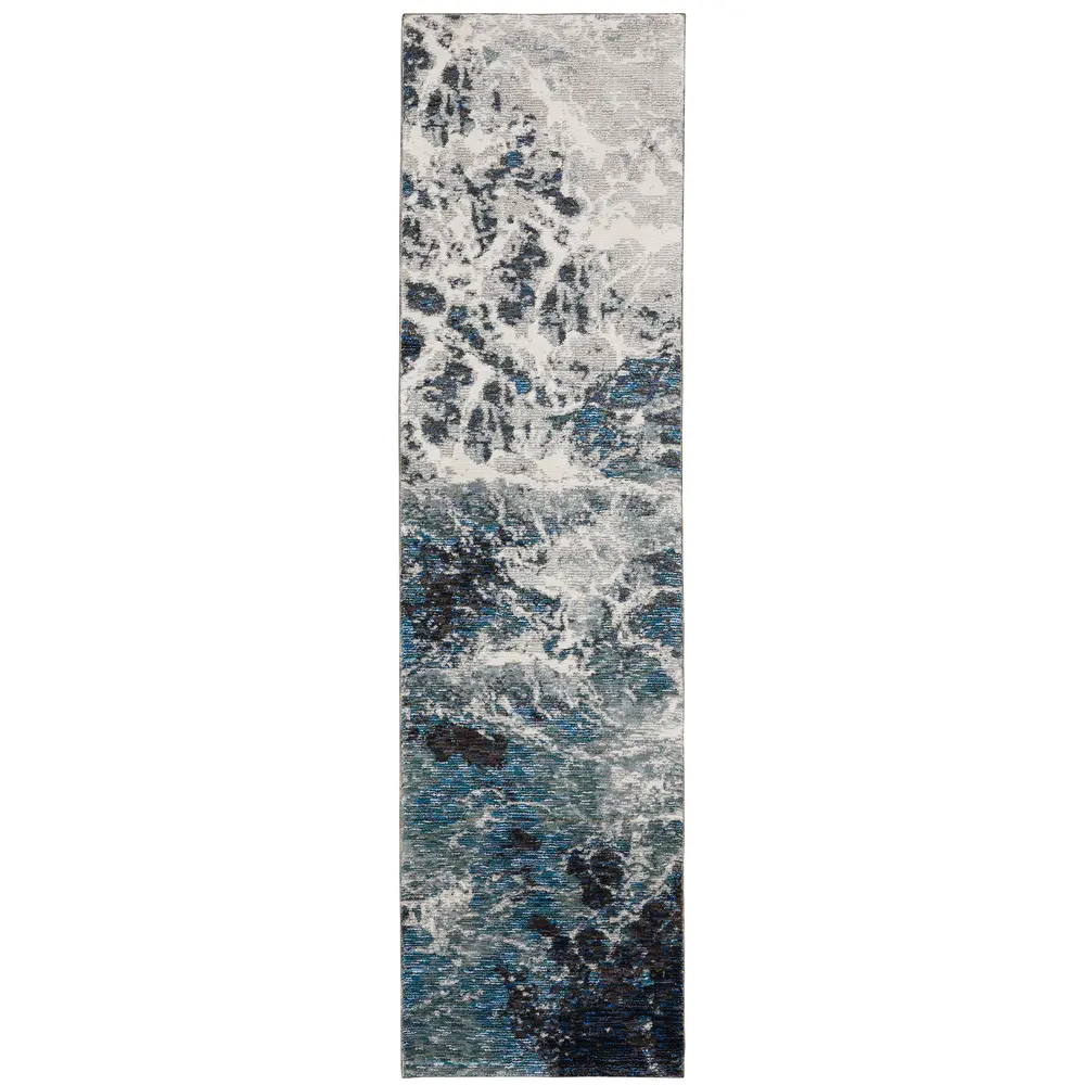 Evolution 0962A Blue/ Ivory Indoor Area Rug - 2'6