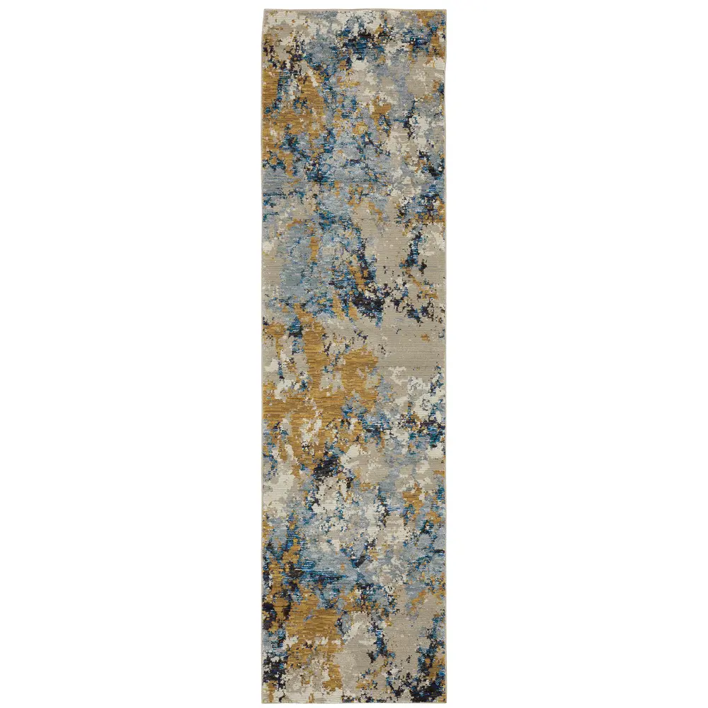 Evolution 0980A Blue/ Gold Indoor Area Rug - 2'3