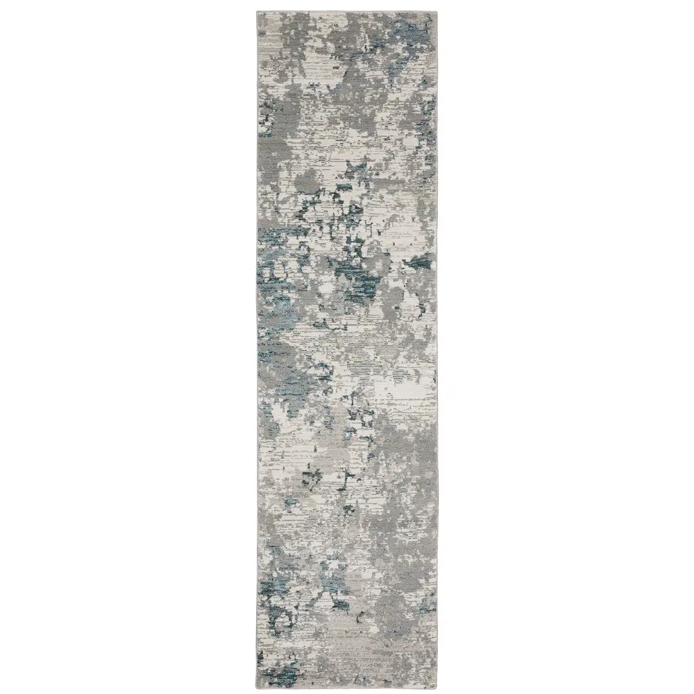 Evolution 0984D Grey/ Blue Indoor Area Rug - 2'3