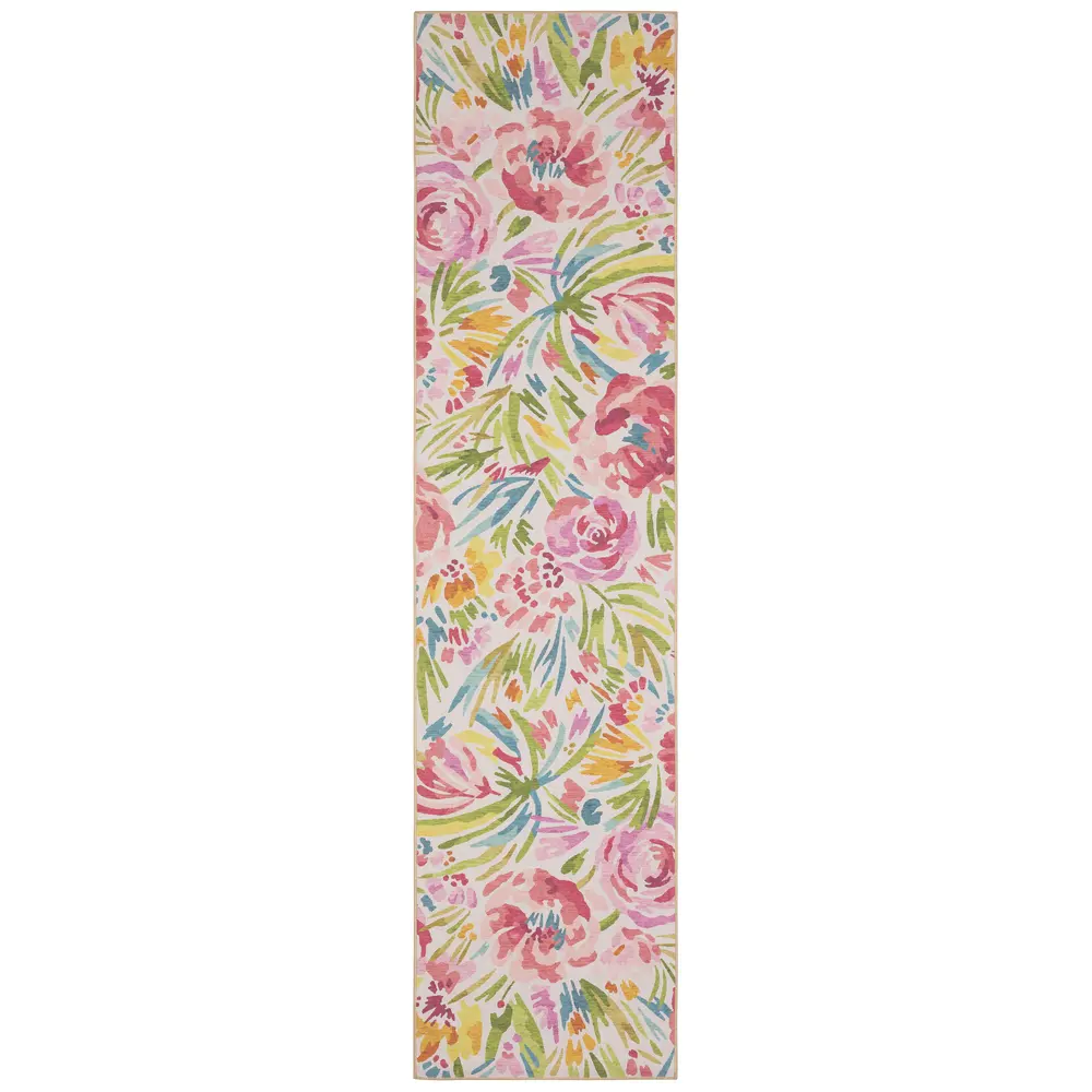 Fiji FIJ01 Beige/ Pink Indoor/Outdoor Area Rug - 2' x 8'