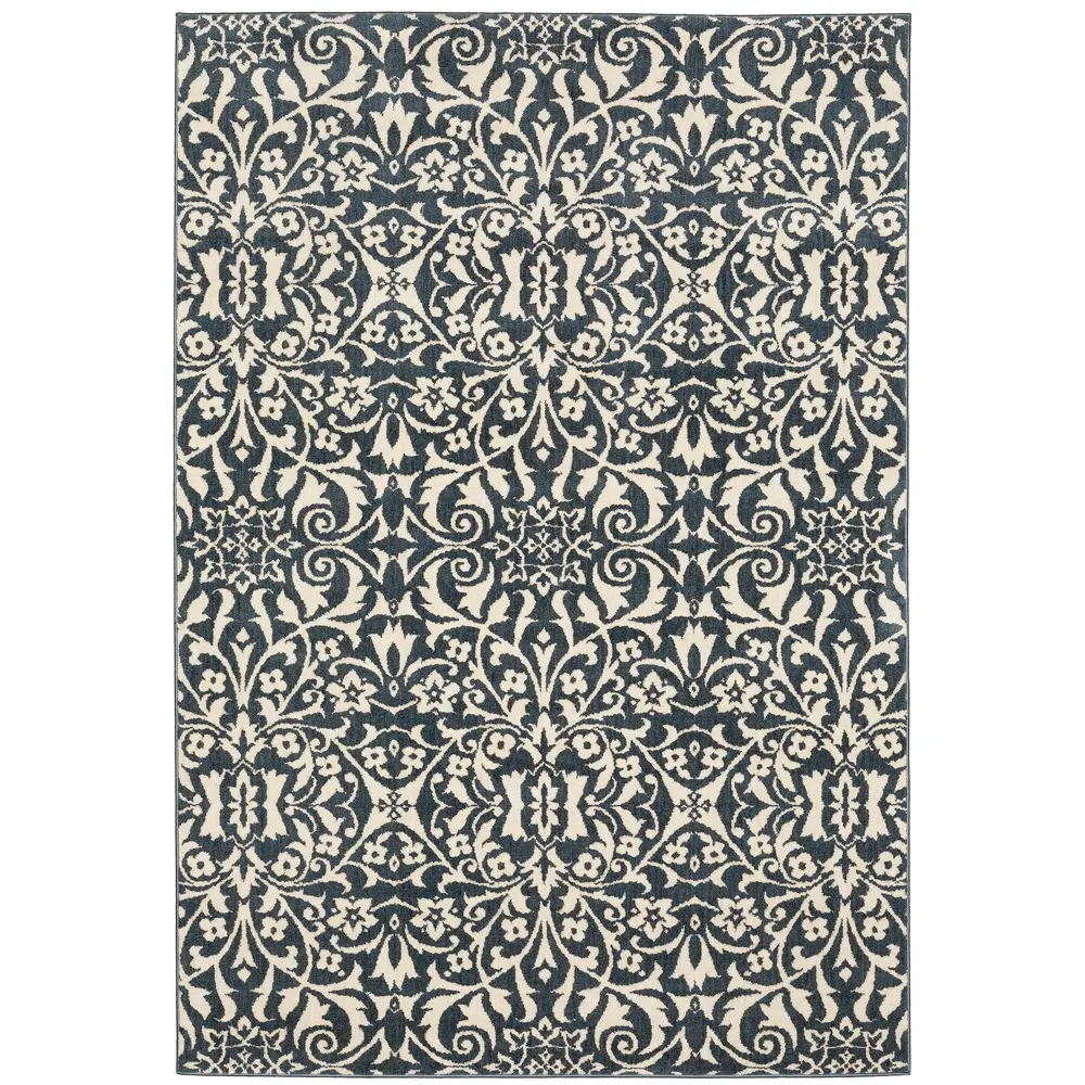 Fiona 5501B Blue/ Ivory Indoor Area Rug - 9'10