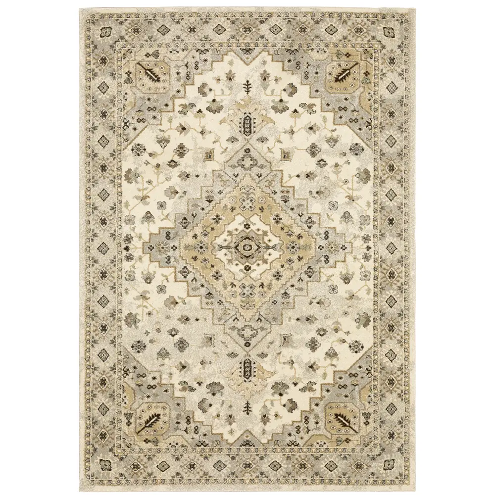 Florence 4332X Beige/ Grey Indoor Area Rug - 9'10