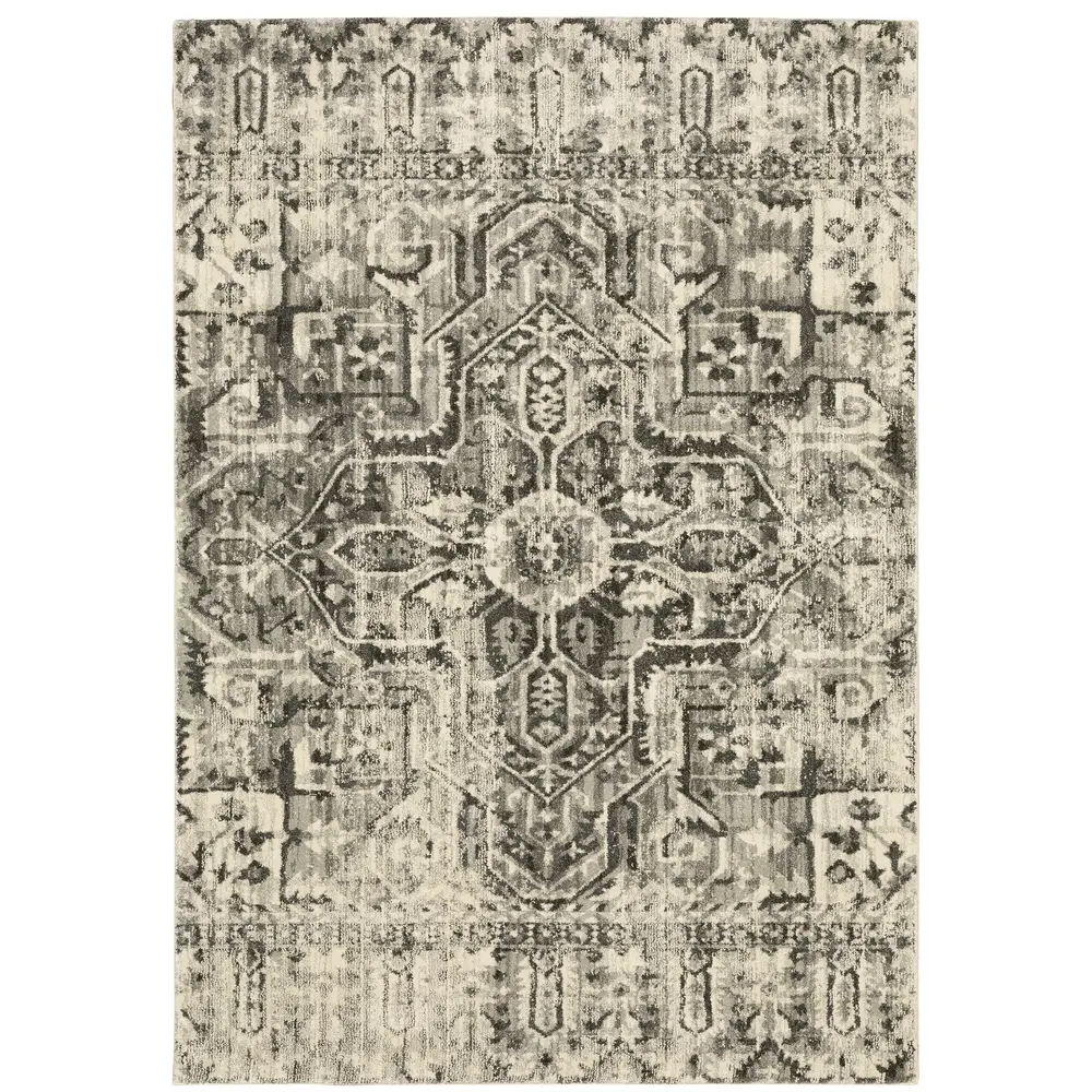 Florence 4333W Charcoal/ Ivory Indoor Area Rug - 5'3