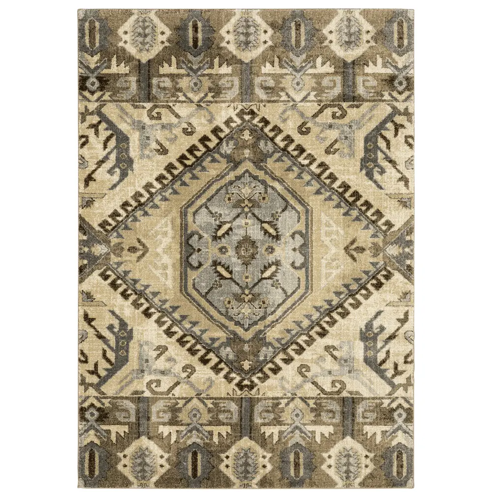 Florence 5090D Tan/ Gold Indoor Area Rug - 5'3