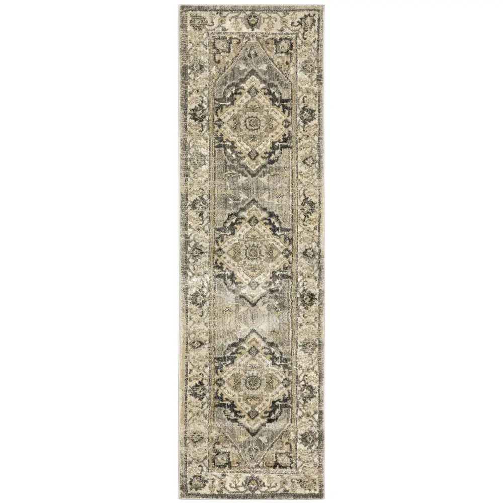 Florence 1805X Beige/ Grey Indoor Area Rug - 2'3