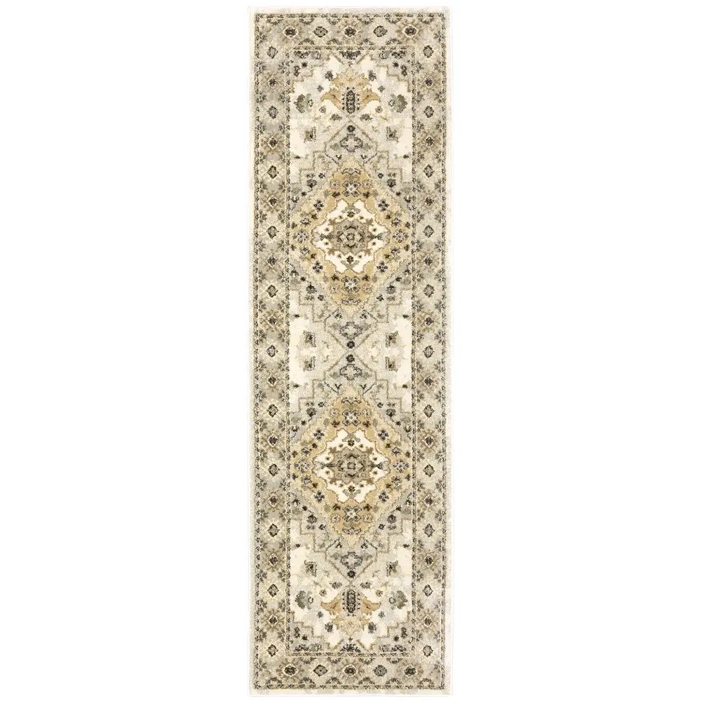 Florence 4332X Beige/ Grey Indoor Area Rug - 2'3