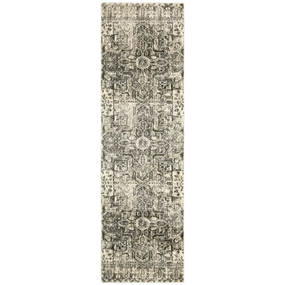 Florence 4333W Charcoal/ Ivory Indoor Area Rug - 2'3