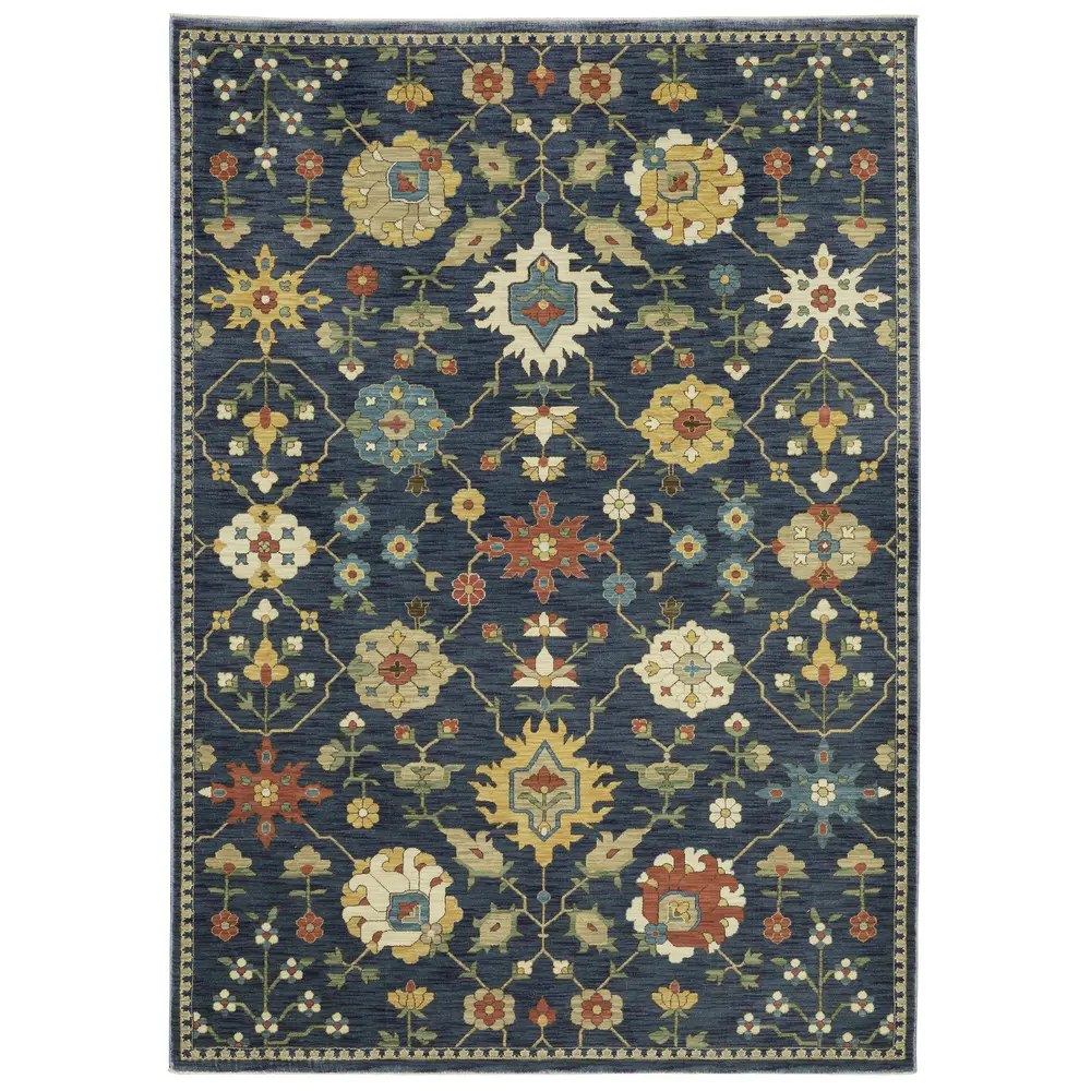 Francesca FR02L Blue/ Gold Indoor Area Rug - 2' x 3'
