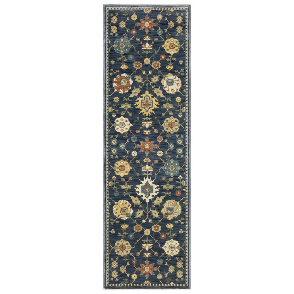 Francesca FR02L Blue/ Gold Indoor Area Rug - 2'3