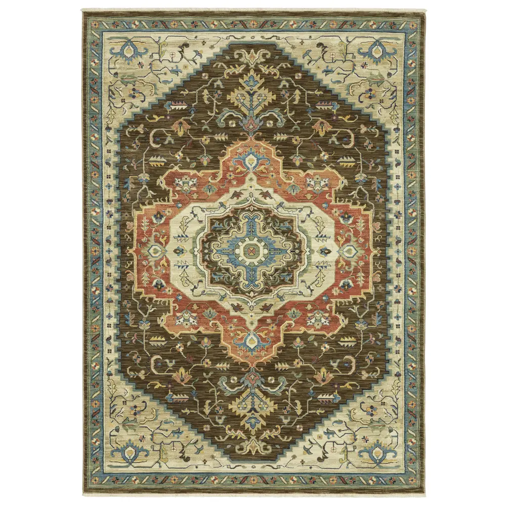Francesca FR09M Brown/ Orange Indoor Area Rug - 9'10