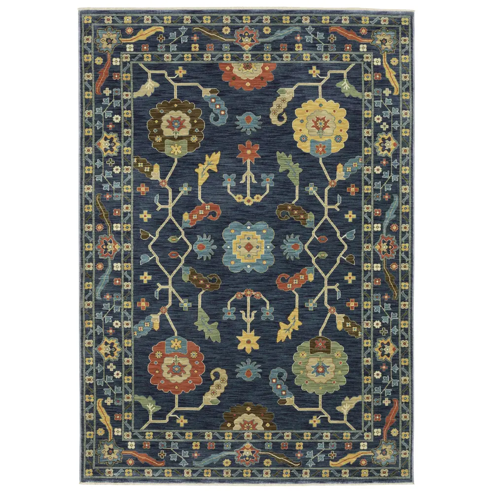 Francesca FR03F Blue/ Gold Indoor Area Rug - 3'3