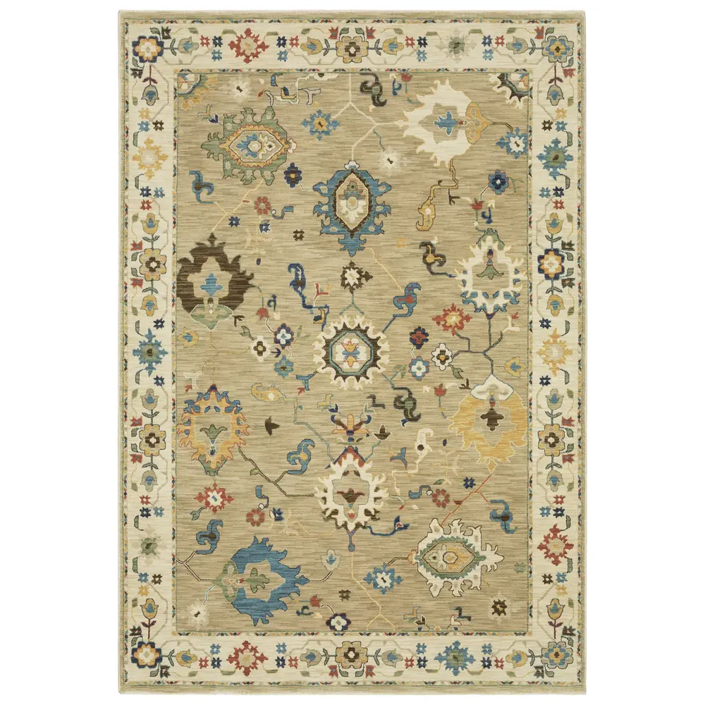 Francesca FR04E Beige/ Multi Indoor Area Rug - 2' x 3'