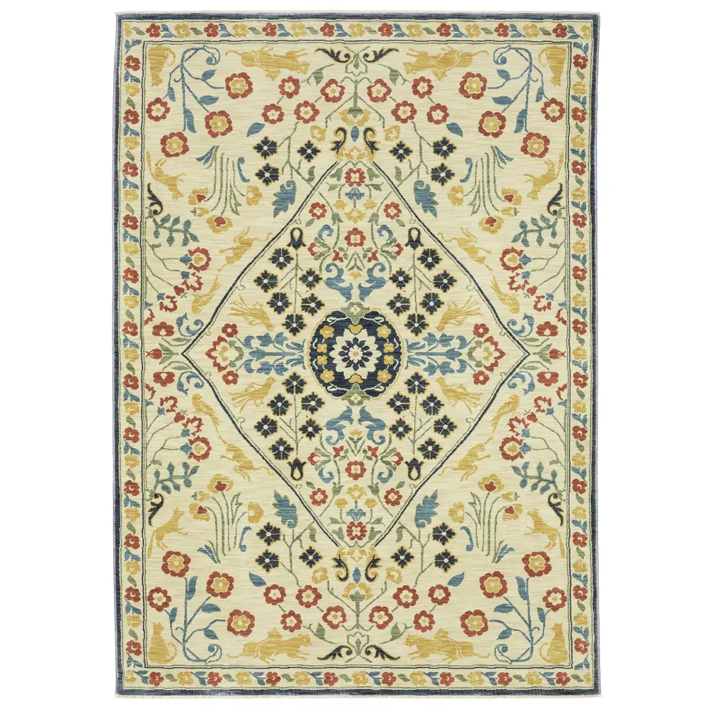 Francesca FR06B Ivory/ Multi Indoor Area Rug - 7'10