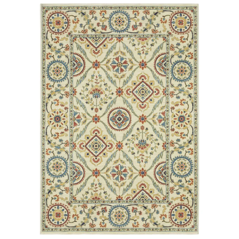 Francesca FR07A Ivory/ Multi Indoor Area Rug - 3'3